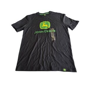 John Deere T-Shirt Mens Small Black Graphic Logo Short Sleeve Tee RN 87986